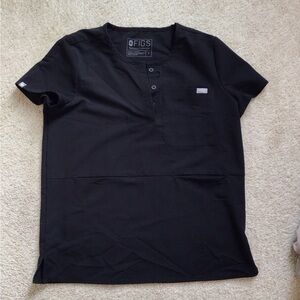 FIGS black button scrub top